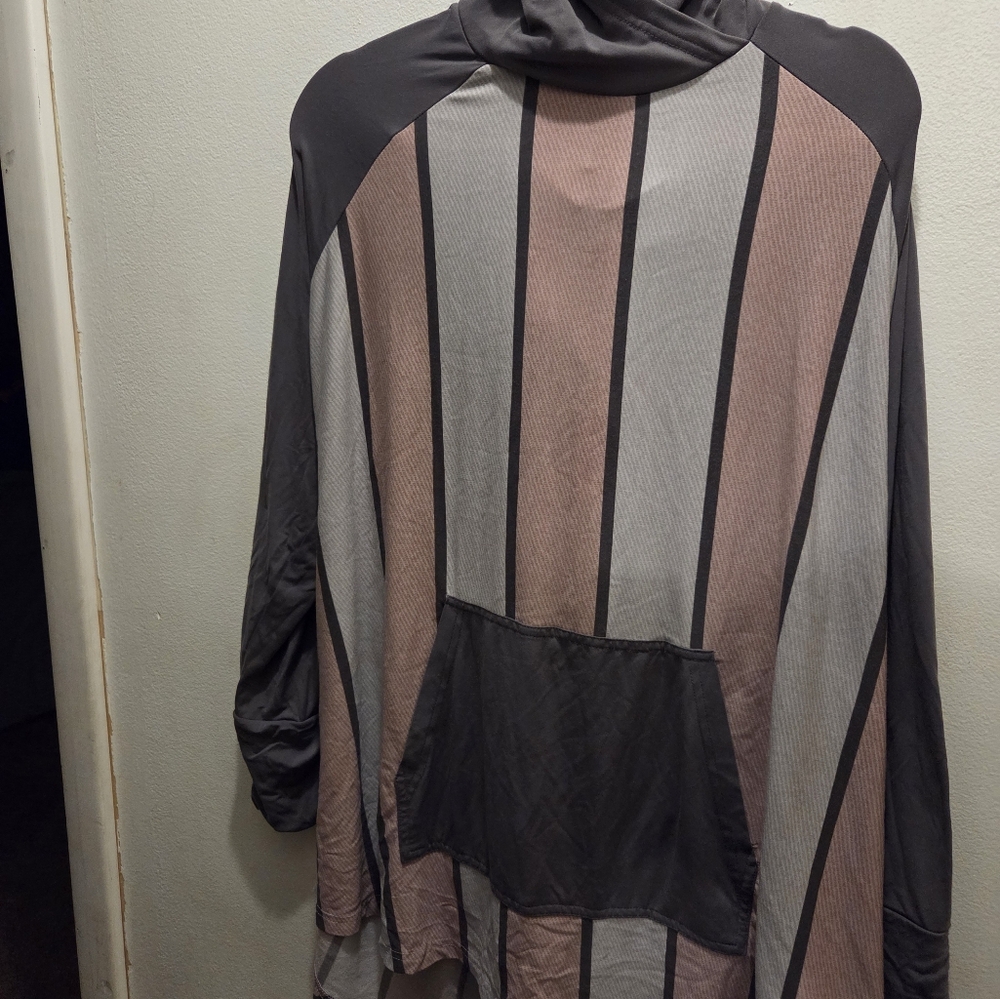 LuLaRoe Gray and Brown Striped Hoodie